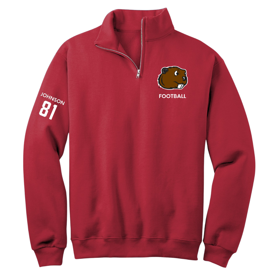 Minot State University Football Red Quarter-Zip - #81 Tyler Johnson