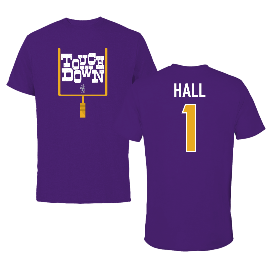 University at Albany Football Purple Touchdown Tee - #1 Aamir Hall