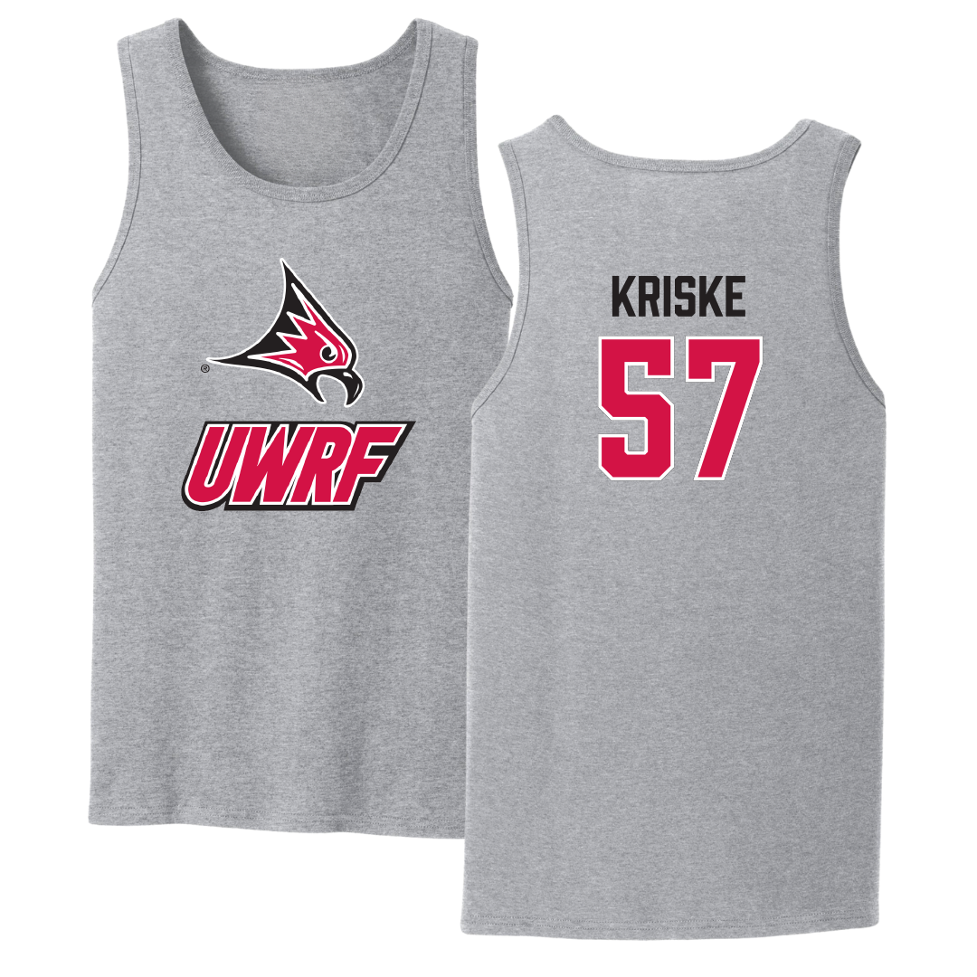 University of Wisconsin-River Falls Football Sport Gray Tank Top - #57 Dawson Kriske