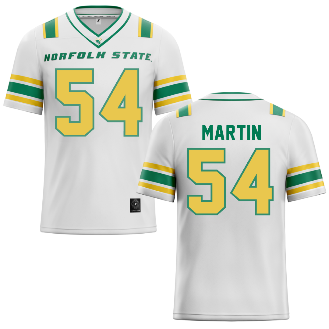 Norfolk State University White Football Jersey - #54 Javontay Martin