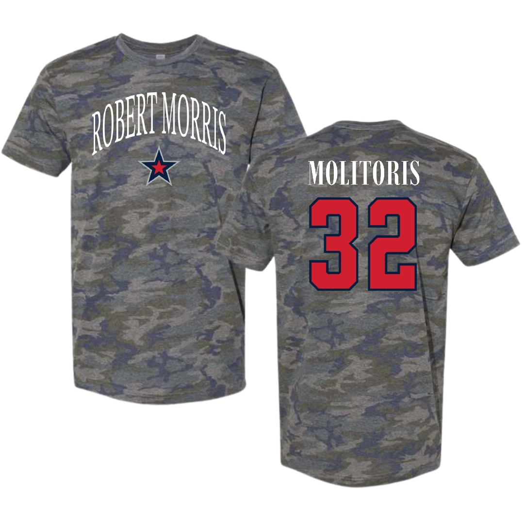 Robert Morris University Softball Vintage Camo Tee - #32 Kaitlyn Molitoris