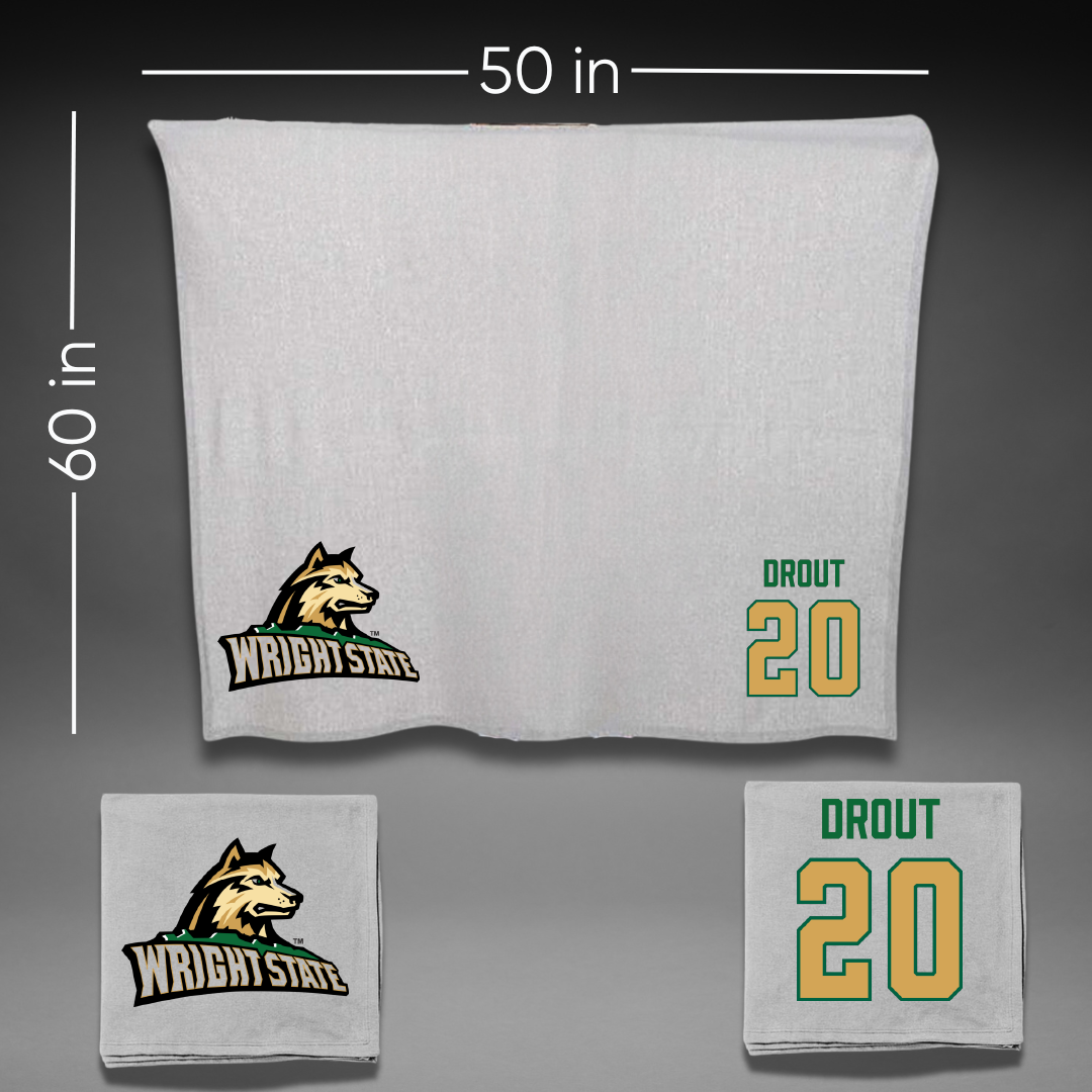 Wright State University Basketball Gray Blanket - #20 MaKenzie Drout