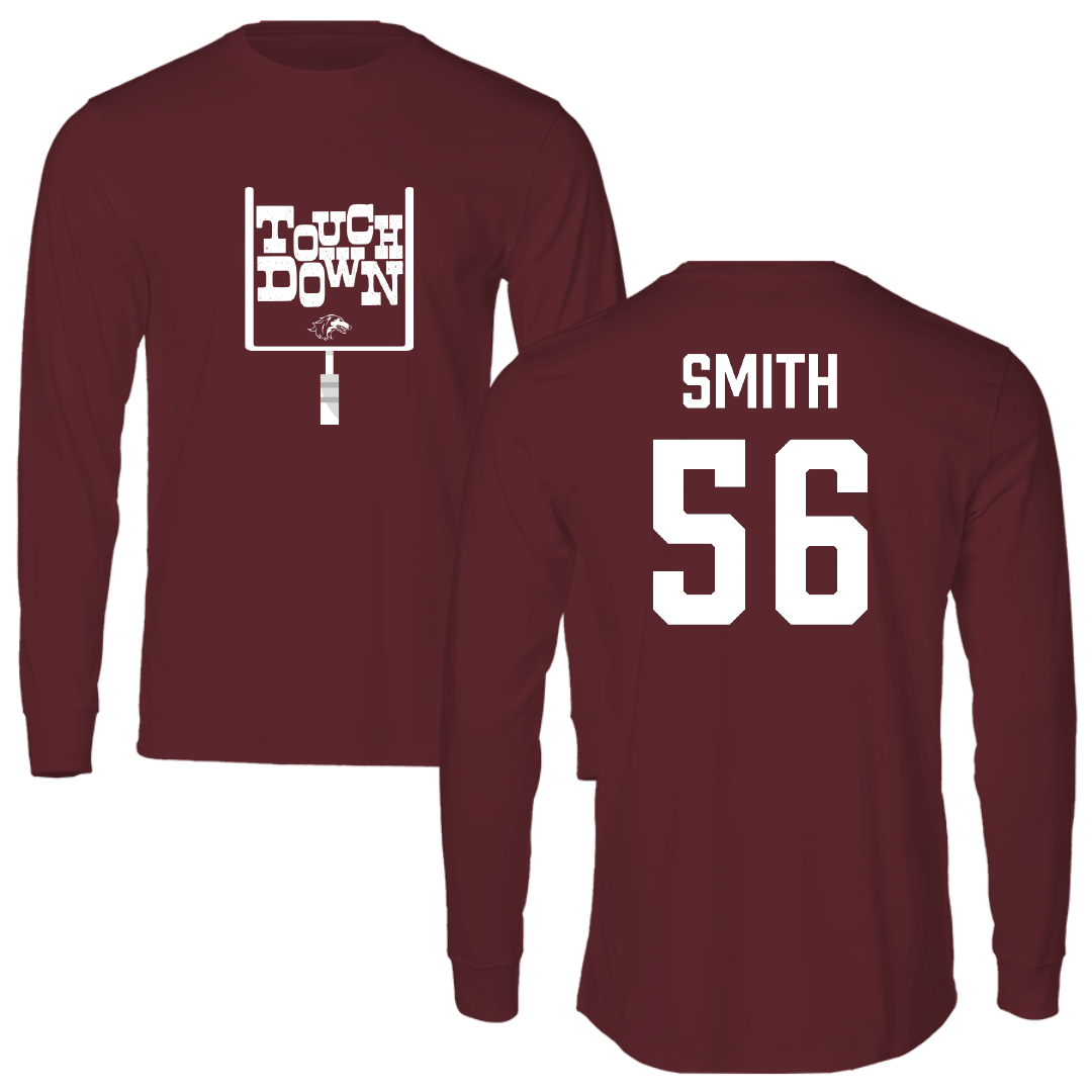 Southern Illinois University at Carbondale Football Maroon Touchdown Long Sleeve - #56 Carmelo Smith