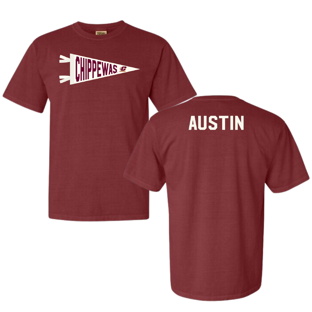 Central Michigan University TF and XC Maroon Pennant Comfort Colors Tee - Sky Austin