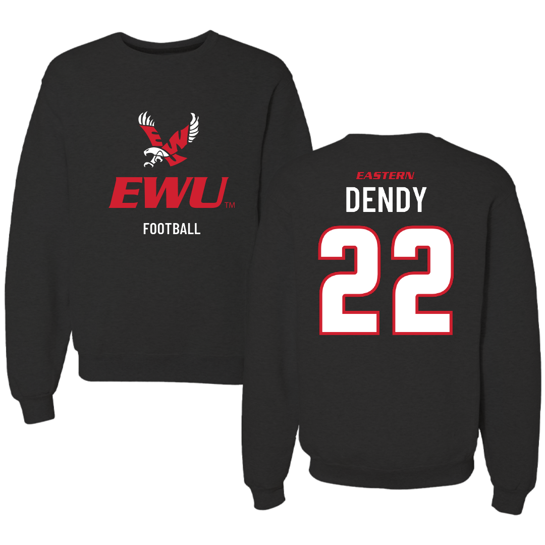 Eastern Washington University Football Black EWU Crewneck - #22 Amir Dendy