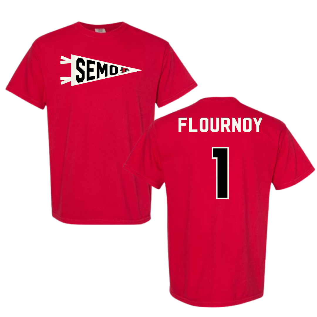 Southeast Missouri State University Football Red Pennant Comfort Colors Tee - #1 Ryan Flournoy