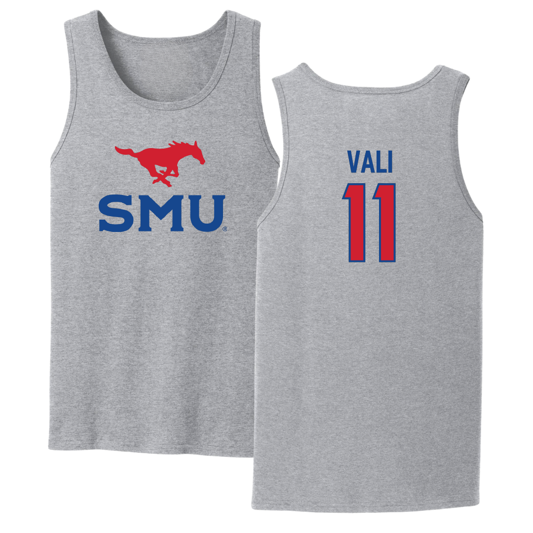 Southern Methodist University Soccer Sport Gray Tank Top - #11 Addison Vali