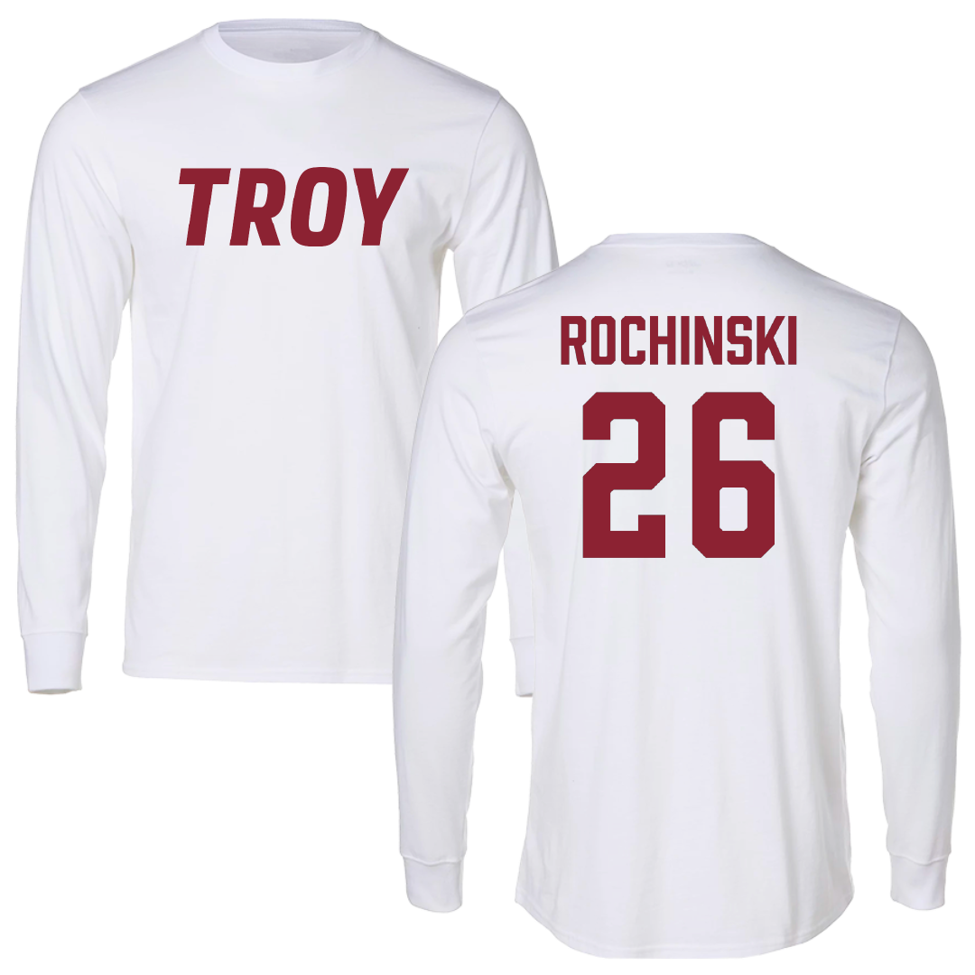 Troy University Softball White Performance Long Sleeve - #26 Kalee Rochinski