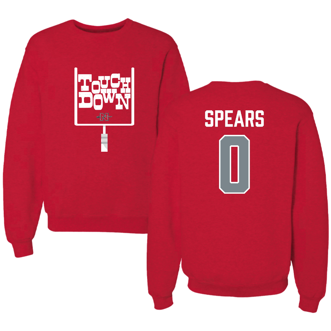 Nicholls State University Football Red Touchdown Crewneck - #0 Jaylon Spears