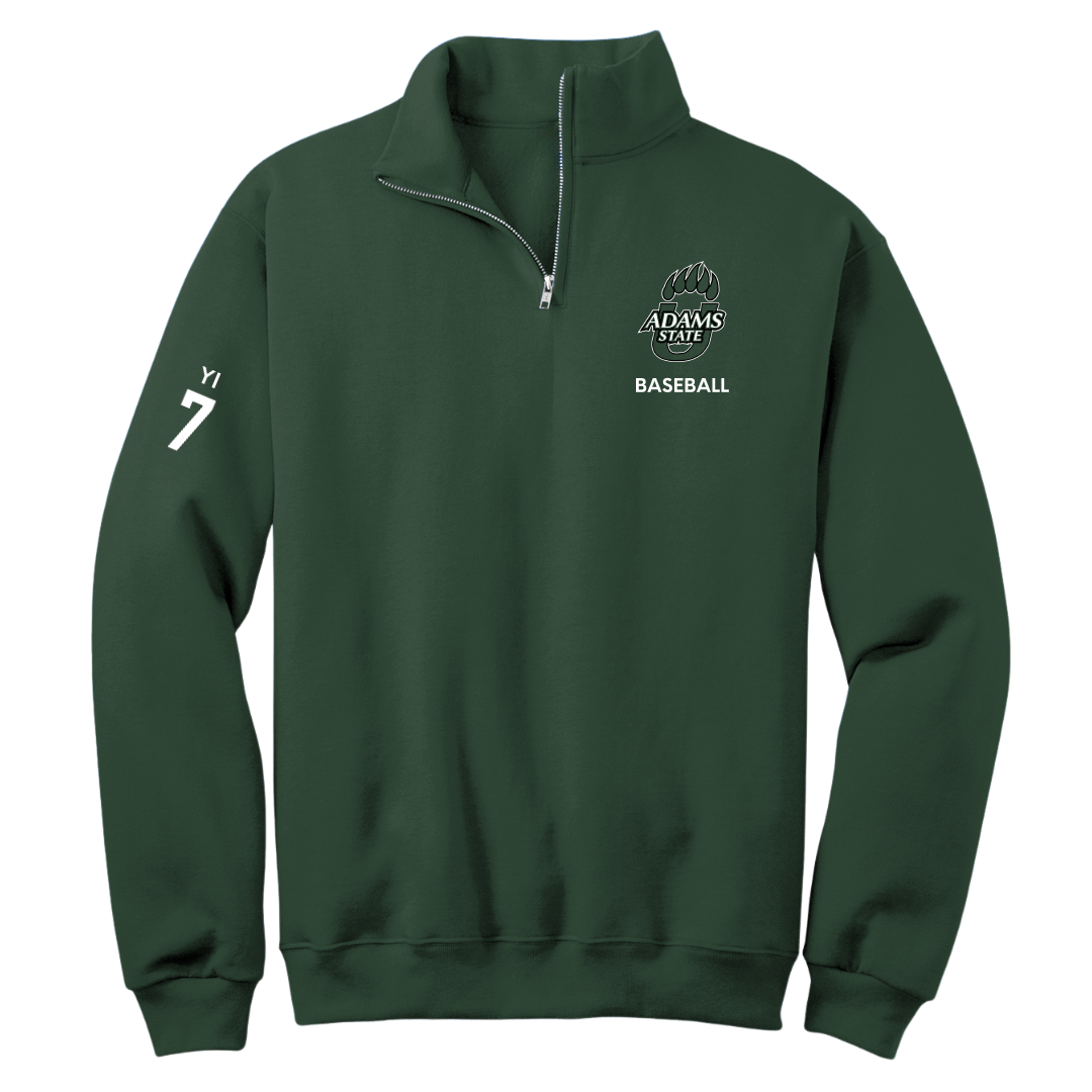 Adams State University Baseball Forest Green Quarter-Zip - #7 Austin Yi