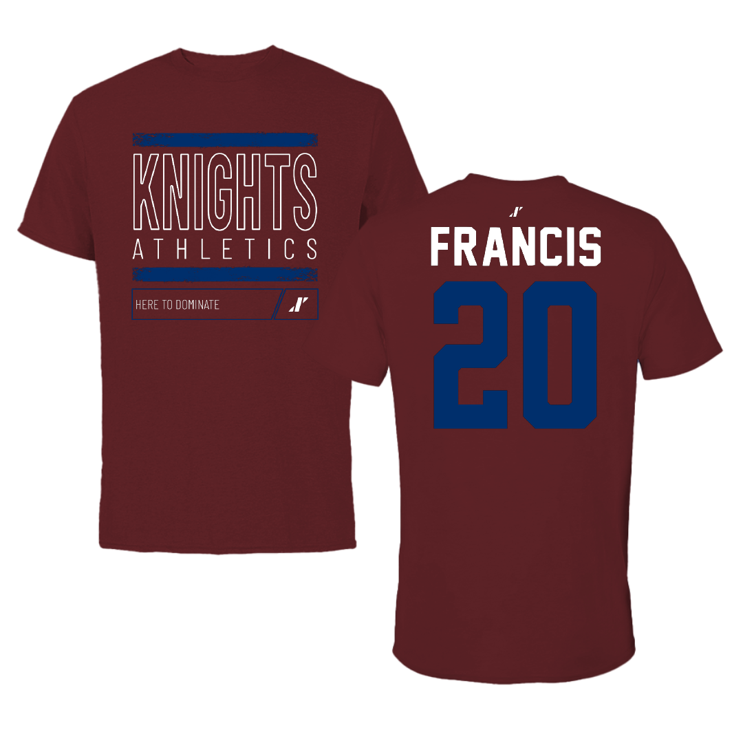 Fairleigh Dickinson University-Metropolitan Campus Basketball Maroon Dominate Performance Tee - #20 Davin Francis