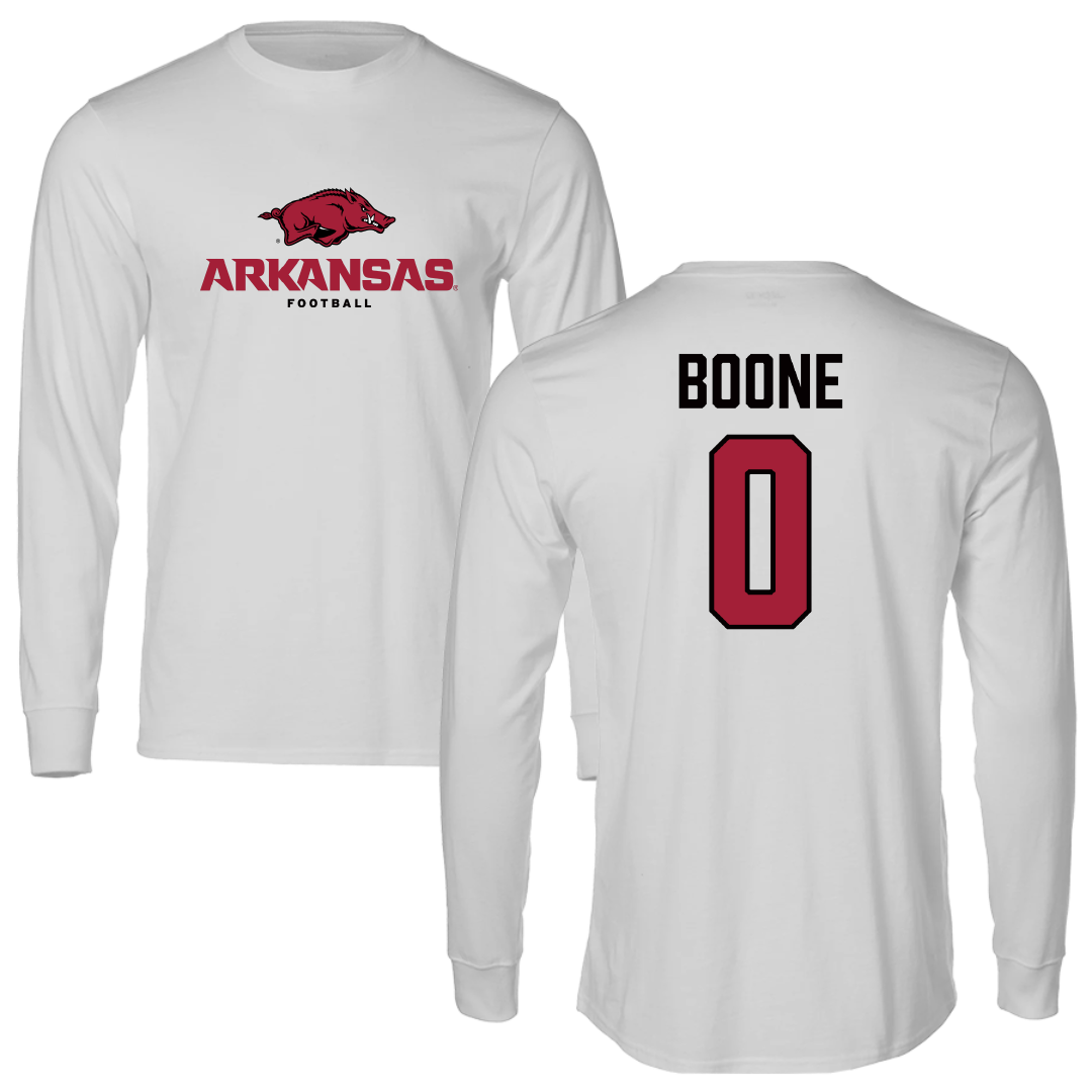University of Arkansas Football Light Gray Long Sleeve - #0 Justus Boone