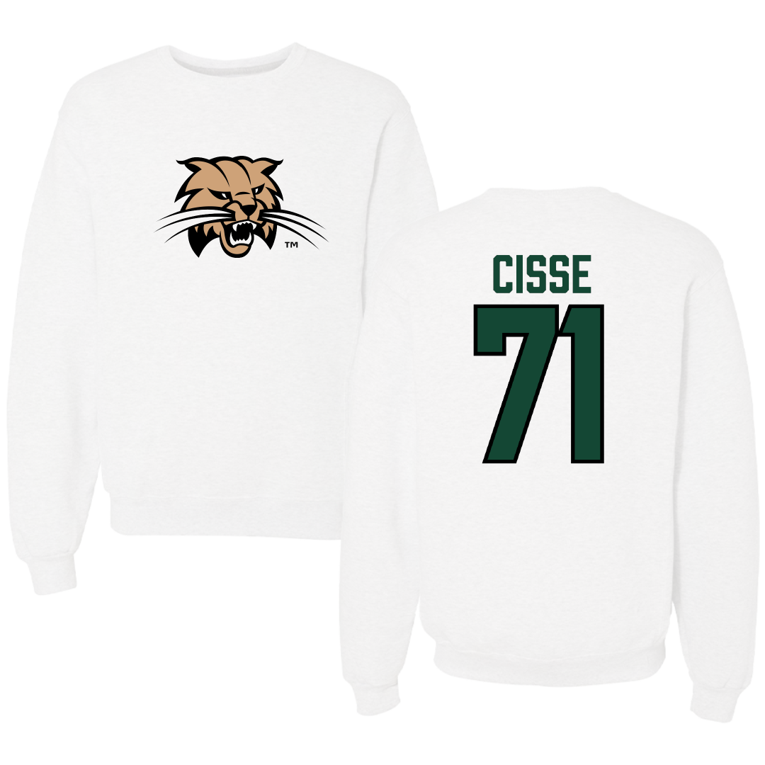 Ohio University Football White Crewneck - #71 Tigana Cisse