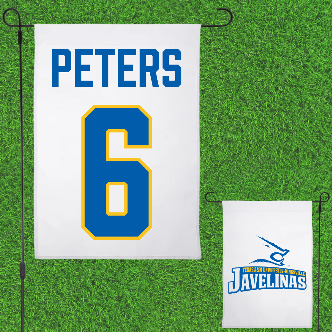 Texas A&M University-Kingsville Football White Garden Flag - #6 De'Marcus Peters