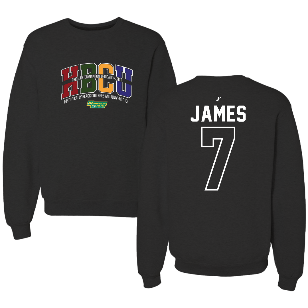 Norfolk State University Football Black HBCU Crewneck - #7 Nolan James