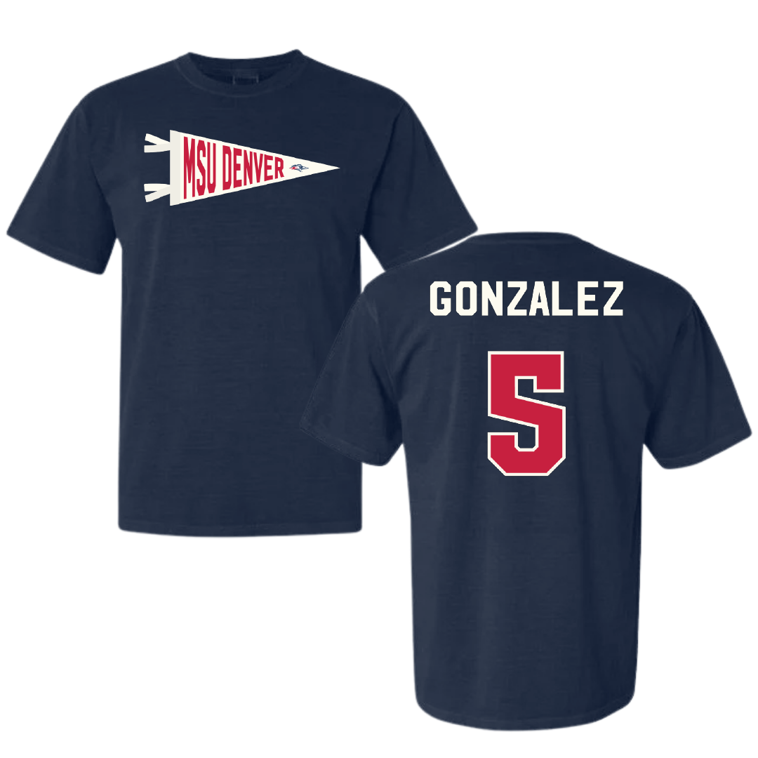 Metropolitan State University of Denver Soccer Navy Pennant Comfort Colors Tee - #5 Meg Gonzalez