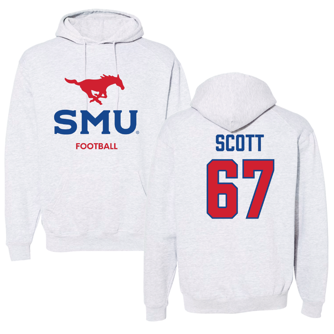 Southern Methodist University Football Light Gray Hoodie - #67 Sean Scott