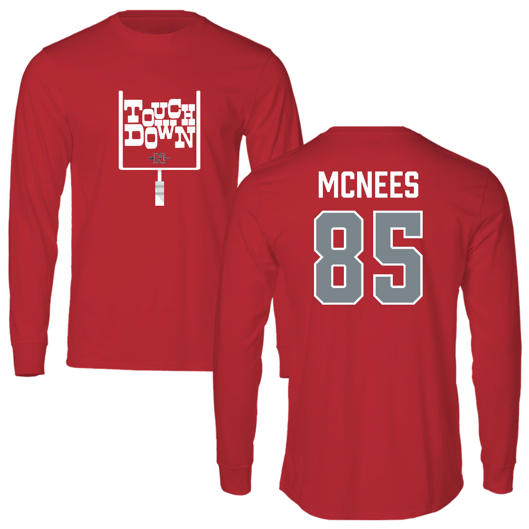 Nicholls State University Football Red Touchdown Long Sleeve - #85 Christian Mcnees