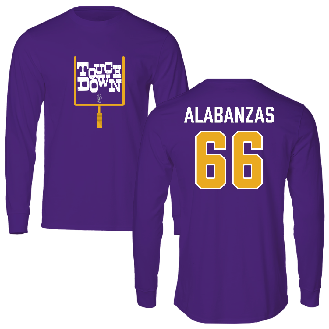 University at Albany Football Purple Touchdown Performance Long Sleeve - #66 Christopher Alabanzas