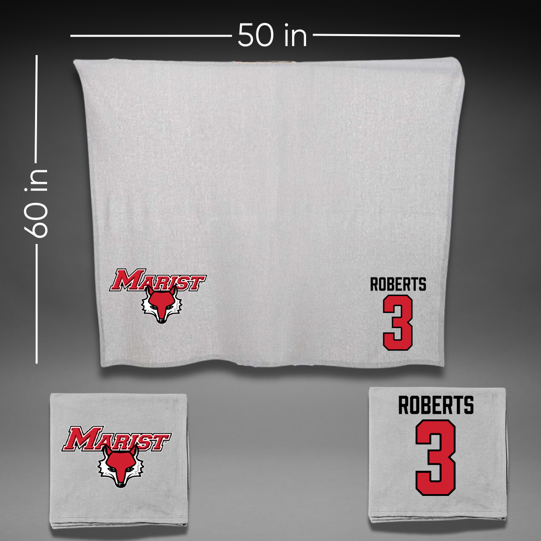 Marist University Basketball Gray Blanket - #3 Travis Roberts