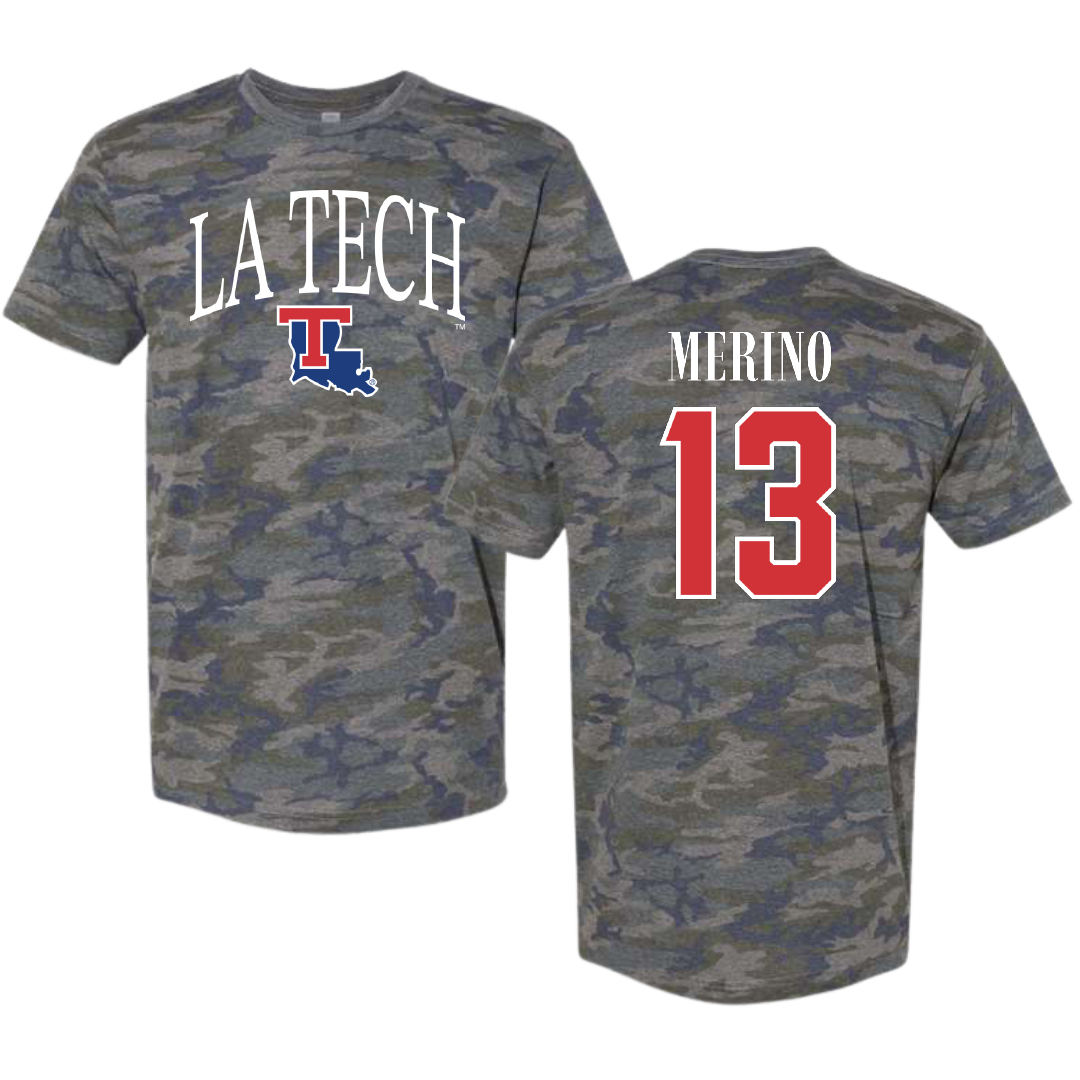 Louisiana Tech University Soccer Vintage Camo Tee - #13 Dakota Merino