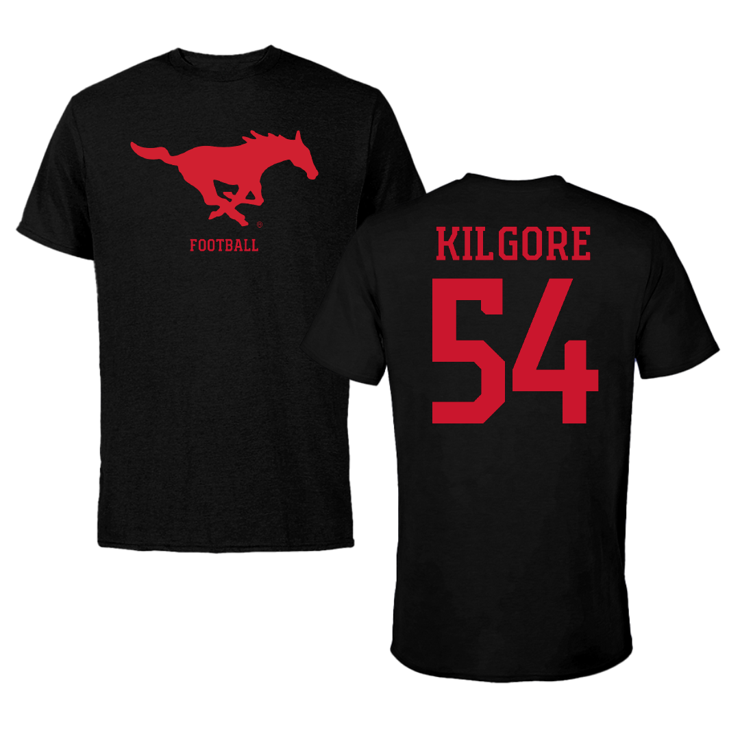 Southern Methodist University Football Black Performance Tee - #54 Alex Kilgore