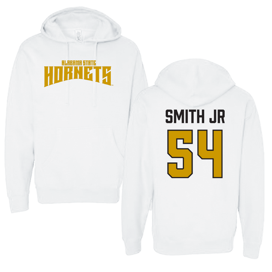 Alabama State University Football White Classic Hoodie - #54 Patrick Smith Jr