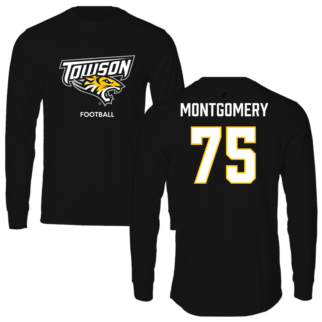 Towson University Football Black Performance Long Sleeve - #75 Jaelin Montgomery