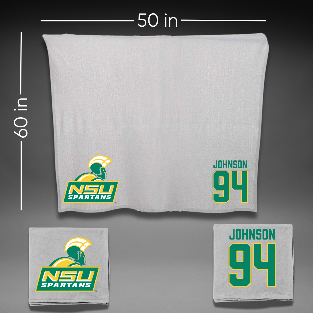 Norfolk State University Football Gray Blanket - #94 Tyler Johnson