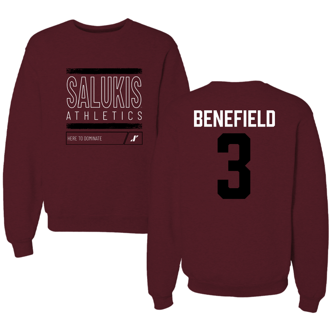 Southern Illinois University at Carbondale Football Maroon Dominate Crewneck - #3 Jaelin Benefield