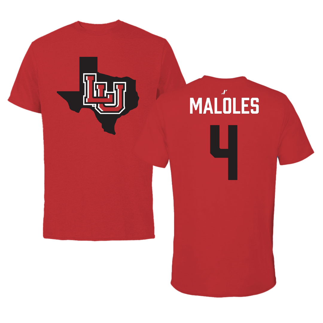 Lamar University Football Red State Tee - #4 Royce Maloles