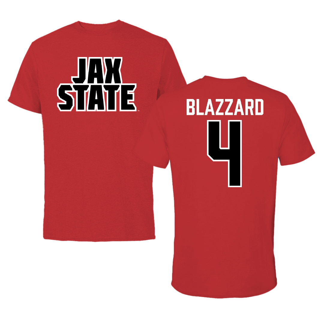 Jacksonville State University Volleyball Red Tee - #4 Morgan Blazzard