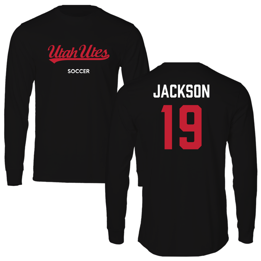 University of Utah Soccer (W) Black Utes Performance Long Sleeve - #19 Baylie Jackson