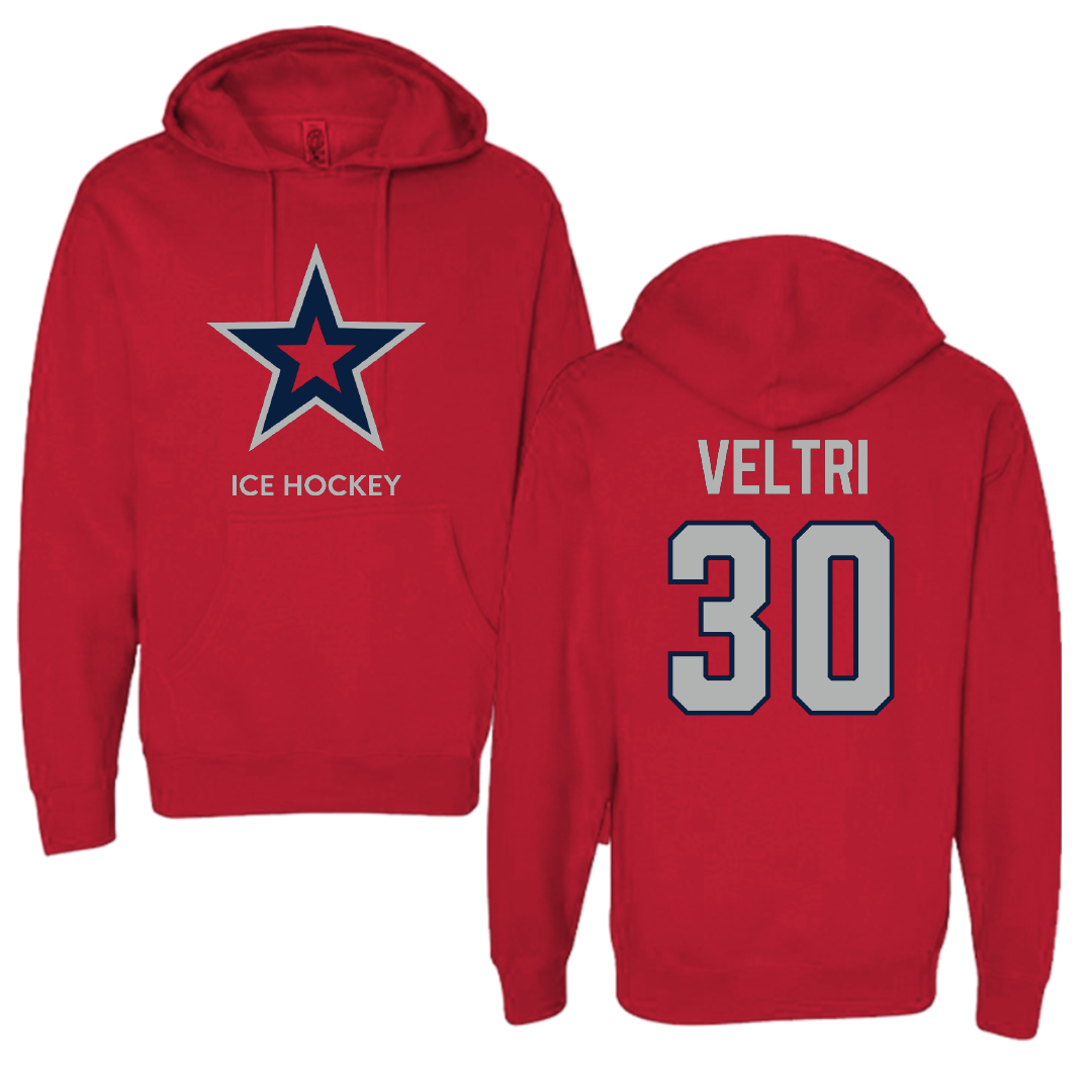 Robert Morris University Ice Hockey (M) Red Mascot Hoodie - #30 Chad Veltri