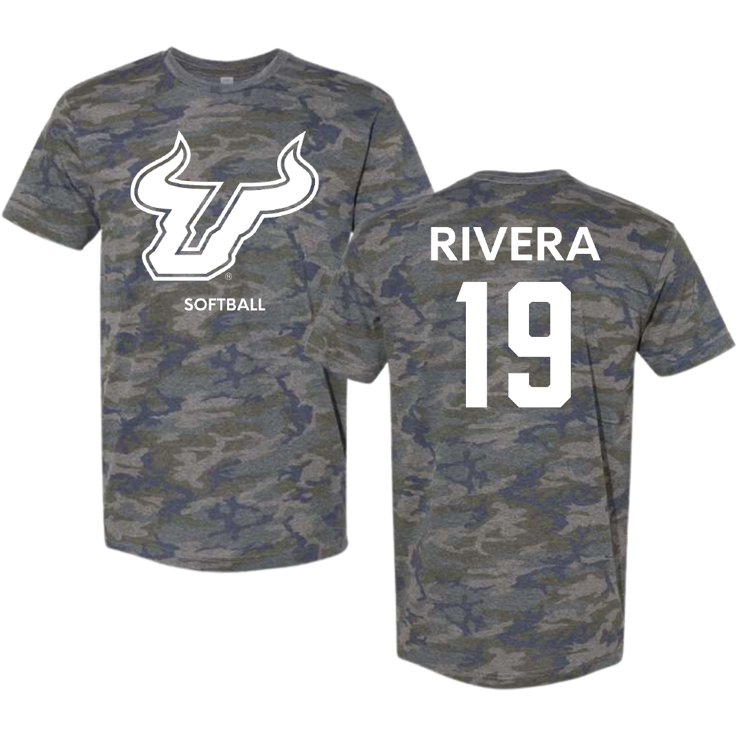 University of South Florida Softball Vintage Camo Tee - #19 Alanah Rivera