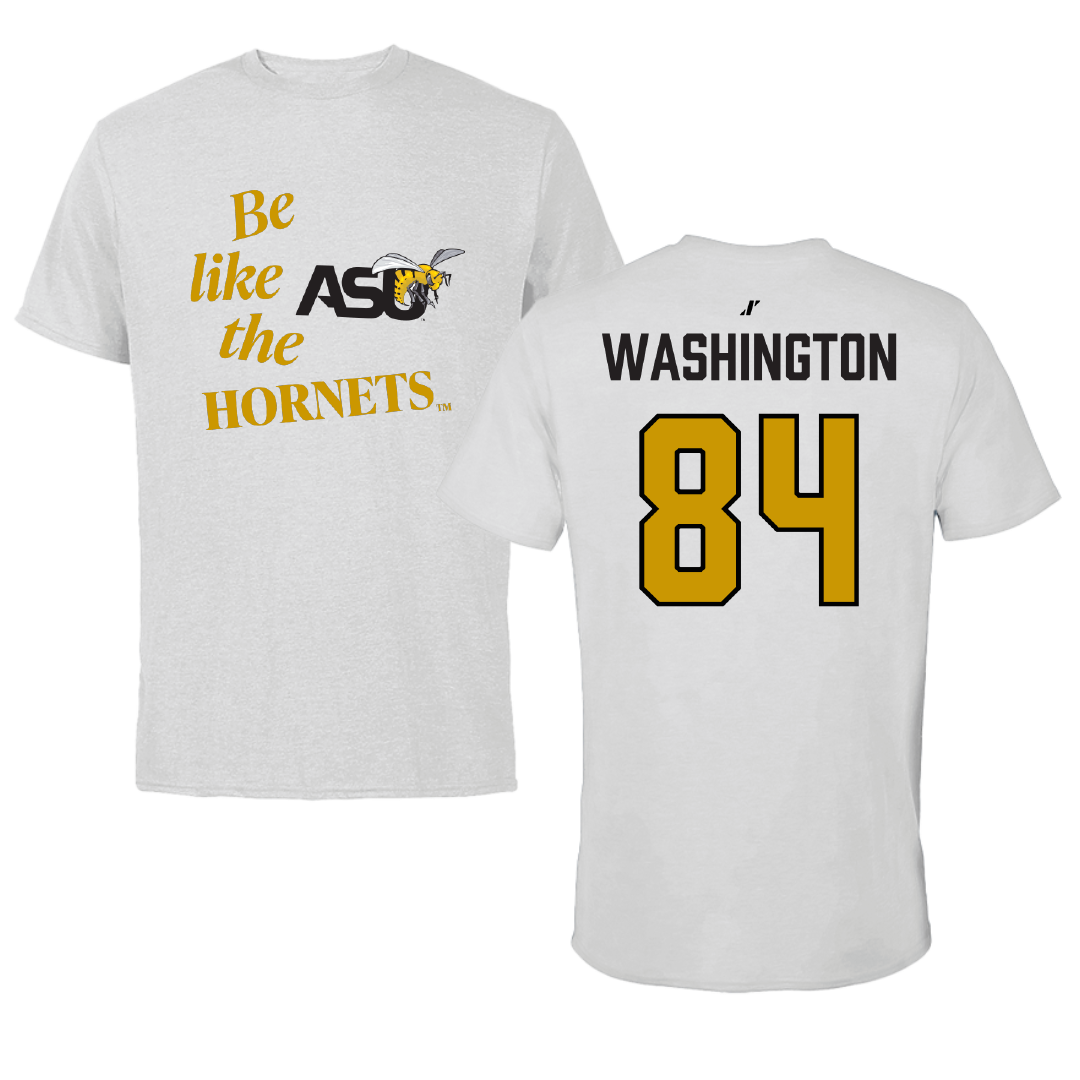 Alabama State University Football Light Gray Be Like Us Tee - #84 Joshua Washington