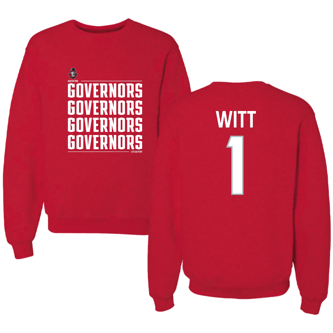 Austin Peay State University Basketball Red General Crewneck - #1 Sai Witt