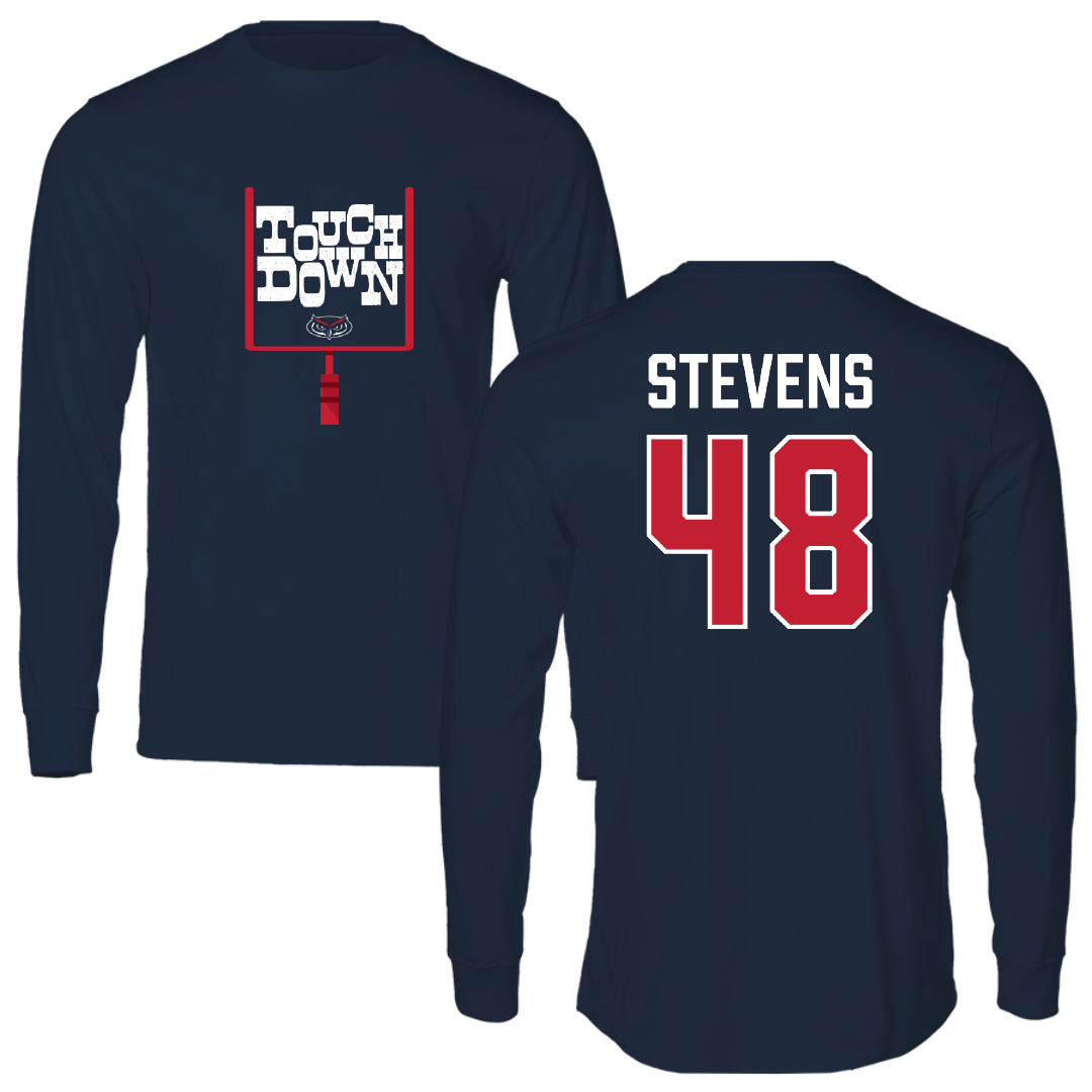 Florida Atlantic University Football Navy Touchdown Performance Long Sleeve - #48 Dai'Sean Stevens