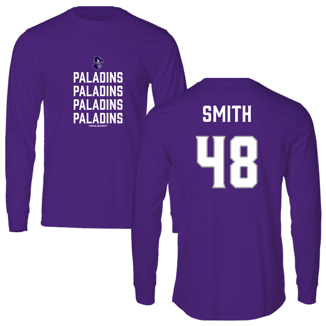 Furman University Football Purple General Performance Long Sleeve - #48 Luke Smith