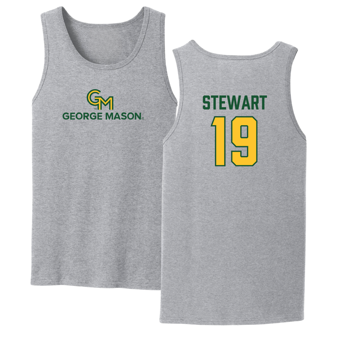 George Mason University Baseball Sport Gray Tank Top - #19 Owen Stewart